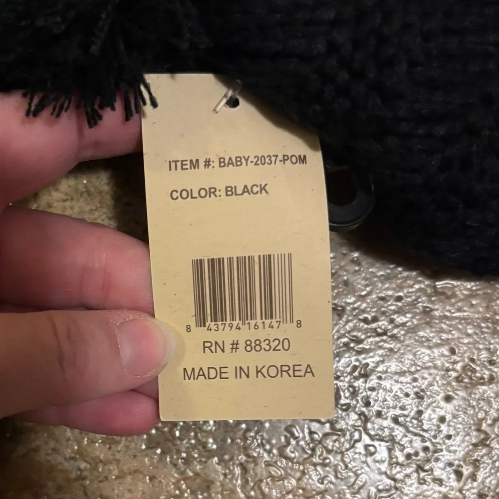 NWT *Bundle of 2* C.C. Baby Diagonal Pattern Baby Brim Hat with Knit Pom.
